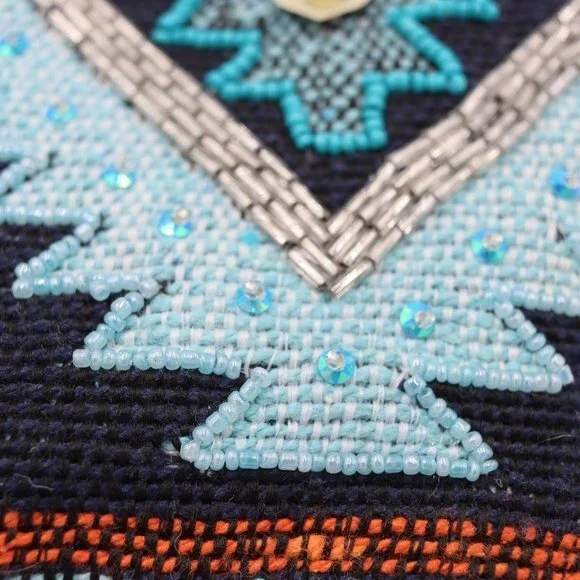 Steven Seed Beaded Bohemian Latken Cowrie Tassel Clutch Bag Blue Zippered Bag - Picture 3 of 15